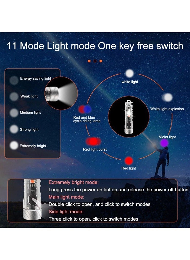 Mini Outdoor Camping Flashlight TYPE-C Rechargeable Max 400 Lumen Mini Portable LED Keychain Flashlight 11 Lighting Modes - Image 3