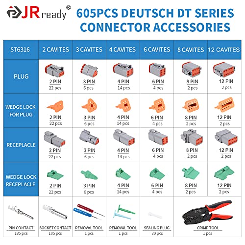 JRready ST6316 DT Deutsch Connector Kit 2346812 Pin Connector Deutsch Crimp Tool ACTLY16DT Size 16 Stamped Contacts Deutsch pin Kit - Image 3
