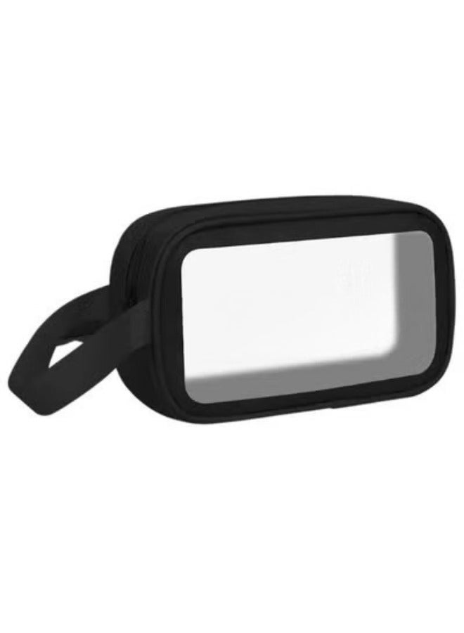 Portable Makeup Bag and Toiletry Bag for Women and Men Transparent Cosmetic Travel Bag 24x7x14cm - Black - Image 3