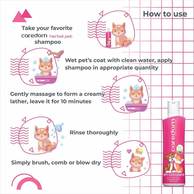 Caredom شامبو هيربال للحيوانات الأليفة من كيريدوم للجروات والقطط | شامبو مضاد للقراد والبراغيث للجرو والقط | مضاد للحكة ومضاد للفطريات | تخفيف الحساسية مع مستخلصات النيم الطبيعي، السيتافال والقرنفل (200 مل) - Image 5