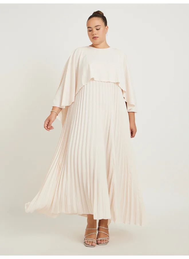 ستايلي Styli Plus Size Plain Pleated Cape Maxi Dress