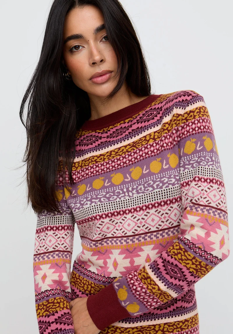 رافاي Elvis Longline Folk Jacquard Maxi Dress In Multi