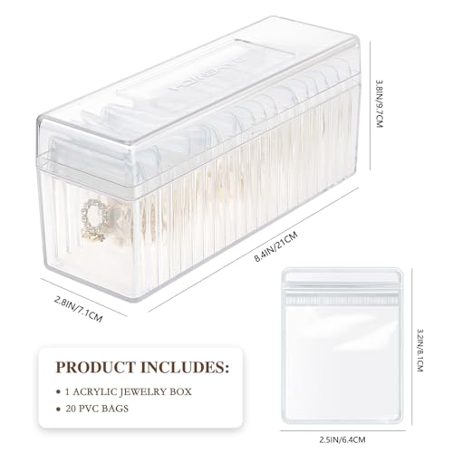 HOMEHIVE Acrylic Jewelry Box Organizer, Clear Jewelry Organizer and Storage with 20 Portable Anti Tarnish Jewelry bags, Travel Jewelry Case for Earrings/Rings/Necklaces Gifts for Women Girls, Clear - Image 4