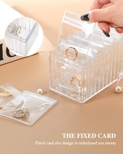 HOMEHIVE Acrylic Jewelry Box Organizer, Clear Jewelry Organizer and Storage with 20 Portable Anti Tarnish Jewelry bags, Travel Jewelry Case for Earrings/Rings/Necklaces Gifts for Women Girls, Clear - Image 3