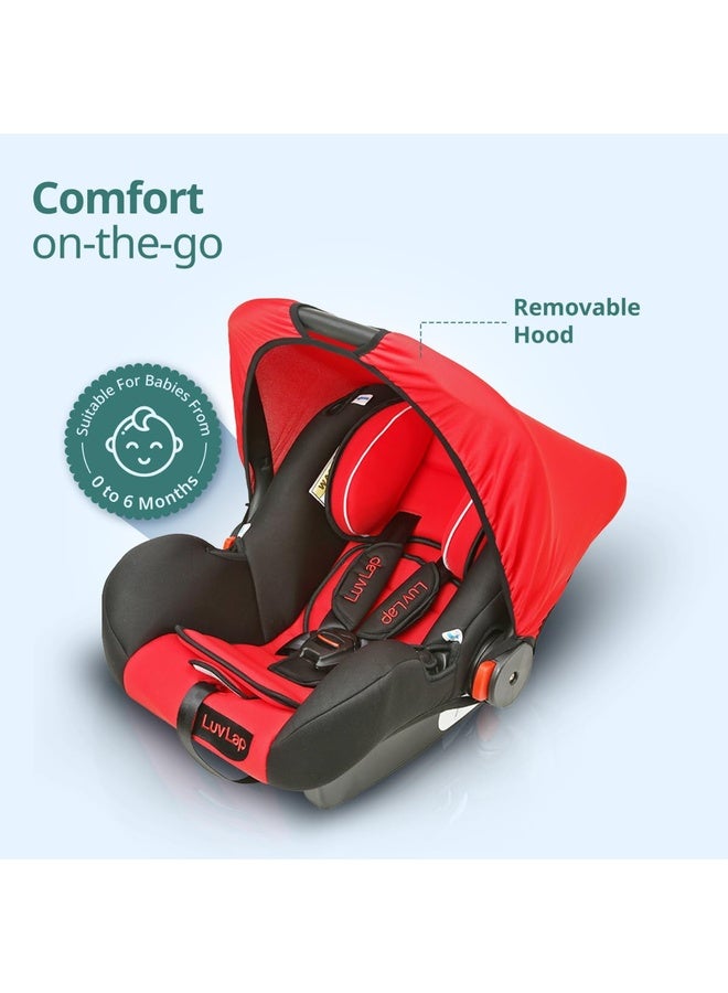 Luvlap 4-in-1 Infant/Baby Car Seat & Carry Cot with Canopy, Convertible Car seat, 5-Point Safety Harness, Rocking & Feeding Chair, Baby Carry Cot, 0 to 15 Months & Weight Upto 13 Kgs (Red) - Image 5