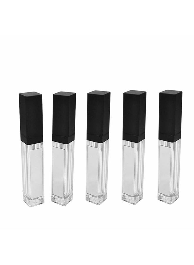 Healthcom 5 Pcs 7.5ml LED Light Lip Glaze Tubes with Mirrors Refillable Lip Gloss Bottles DIY Lip Balm Lipstick Tube Makeup Cosmetic Container for Woman Girl(Black) - Image 1