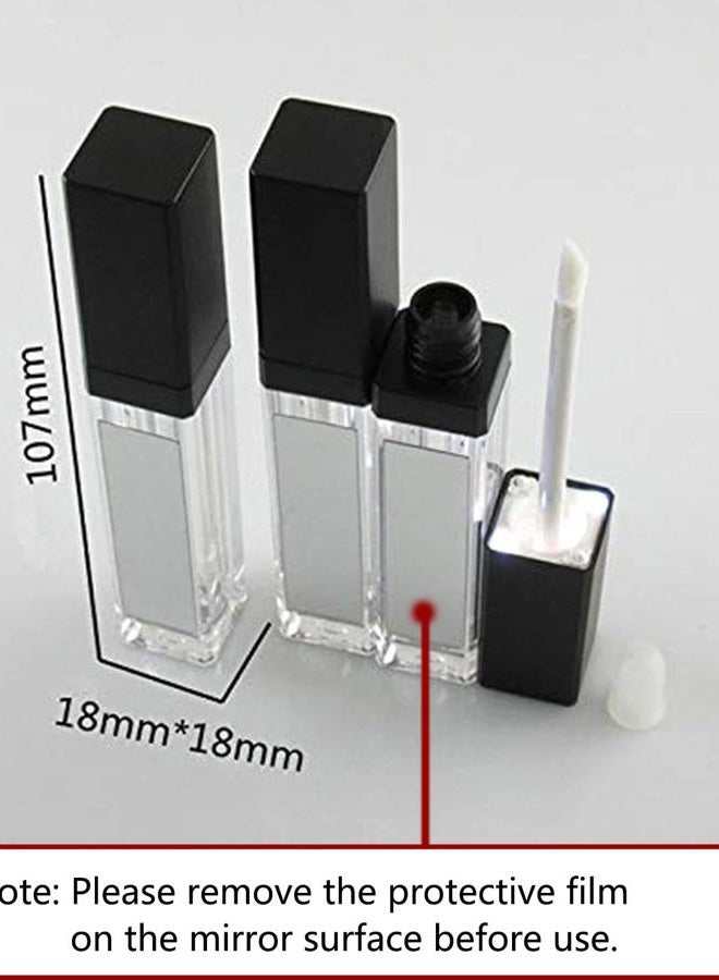 Healthcom 5 Pcs 7.5ml LED Light Lip Glaze Tubes with Mirrors Refillable Lip Gloss Bottles DIY Lip Balm Lipstick Tube Makeup Cosmetic Container for Woman Girl(Black) - Image 2