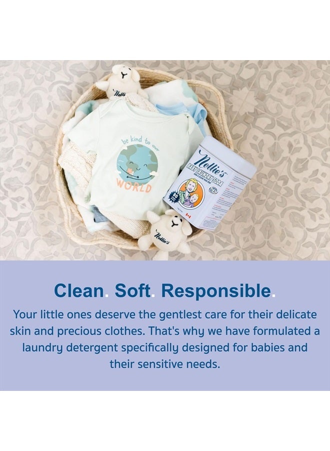 Nellie's Natural Baby Powder Laundry Detergent Tin - 80 Loads - Safe For Infants Sensitive Skin - Fragrance-Free and Hypoallergenic - 2.2 Pounds - Image 2