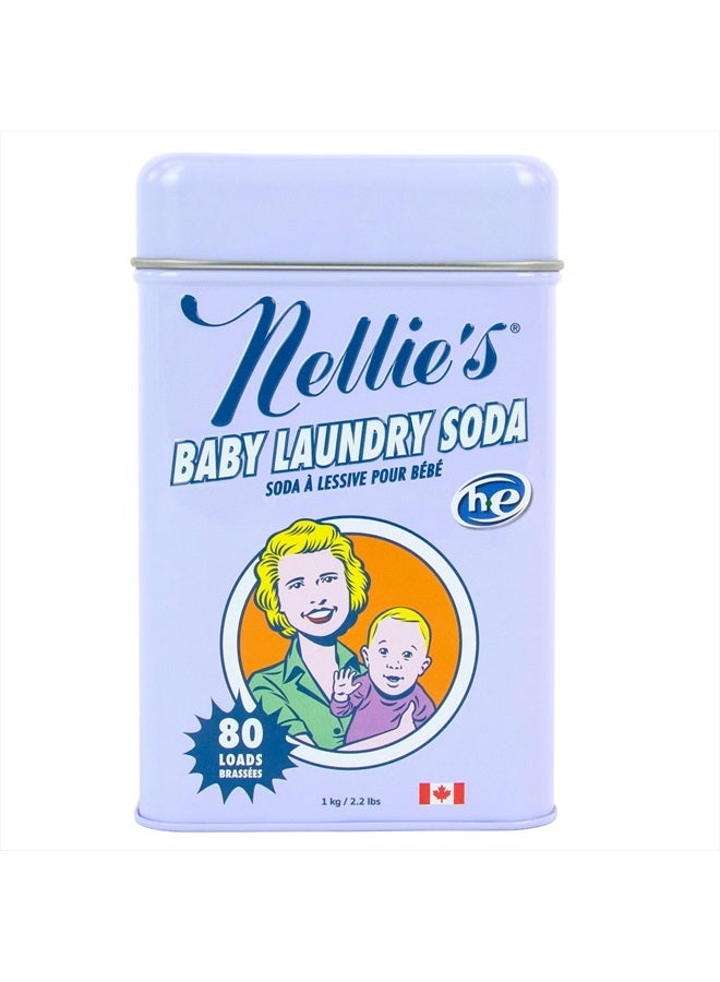 Nellie's Natural Baby Powder Laundry Detergent Tin - 80 Loads - Safe For Infants Sensitive Skin - Fragrance-Free and Hypoallergenic - 2.2 Pounds - Image 1