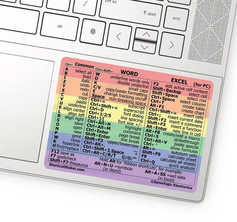 Synerlogic Synerlogic 2pcs WordExcel Windows Shortcut Sticker  Reference Guide Keyboard Shortcuts  Work from Home Essentials  Excel Shortcuts Cheat Sheet Laminated NoResidue Vinyl RainbowSmall2