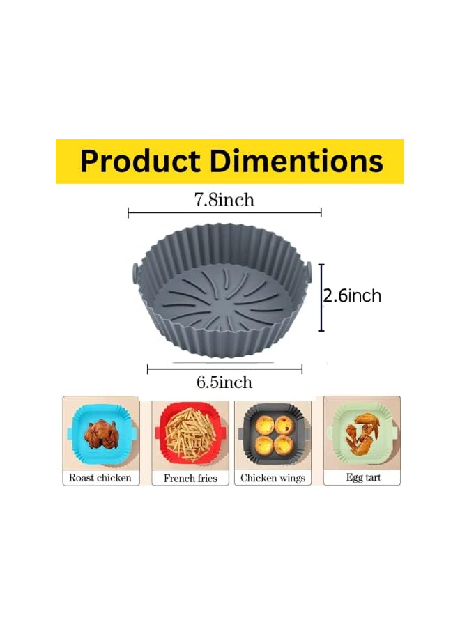 Zaid Air Fryer Liners, 7.8 inches 2PCS Air Fryer Liners Reusable Air Fryer Accessories NonStick Oil Proof Water Proof Food Grade Silicon Baking Tray - Image 2