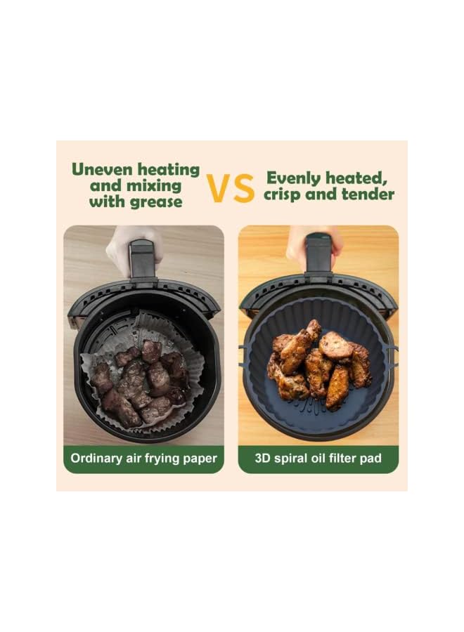 Zaid Air Fryer Liners, 7.8 inches 2PCS Air Fryer Liners Reusable Air Fryer Accessories NonStick Oil Proof Water Proof Food Grade Silicon Baking Tray - Image 3