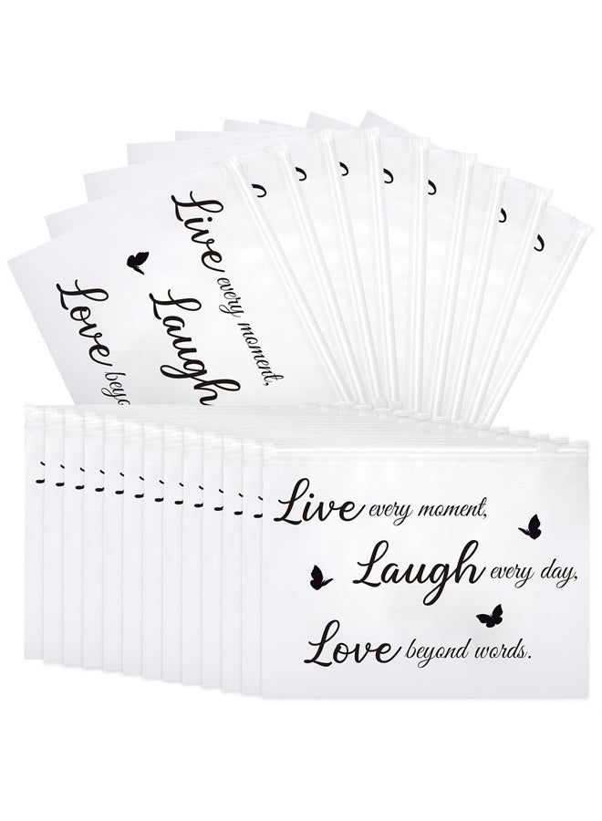 Reginary 100 Pcs Inspirational Gifts for Girls Women Travel Cheer Makeup Bag Bulk Loved Quotes Cosmetic Bags with Zipper Thank You Encouragement Birthday Gift Bag for Nurse Teacher Friend (Minimalist) - Image 1