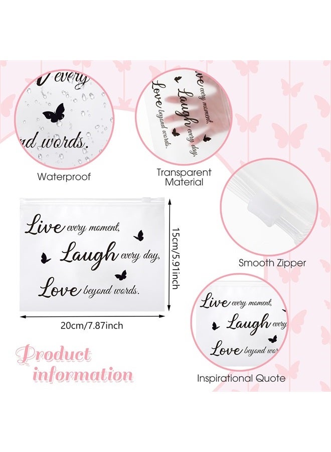 Reginary 100 Pcs Inspirational Gifts for Girls Women Travel Cheer Makeup Bag Bulk Loved Quotes Cosmetic Bags with Zipper Thank You Encouragement Birthday Gift Bag for Nurse Teacher Friend (Minimalist) - Image 2