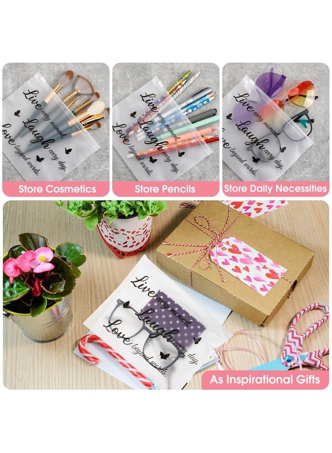Reginary 100 Pcs Inspirational Gifts for Girls Women Travel Cheer Makeup Bag Bulk Loved Quotes Cosmetic Bags with Zipper Thank You Encouragement Birthday Gift Bag for Nurse Teacher Friend (Minimalist) - Image 3