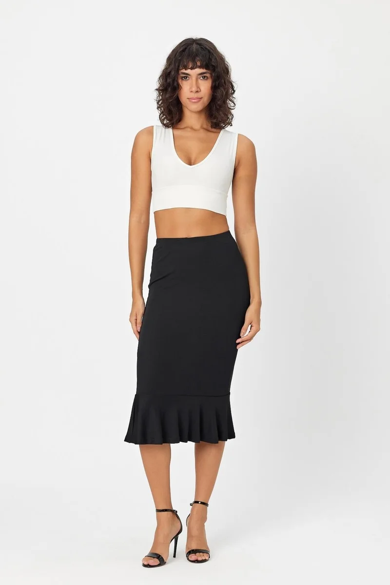 Alexander Gardi Women's Elastic Waist Skirt with Ruffle Detail