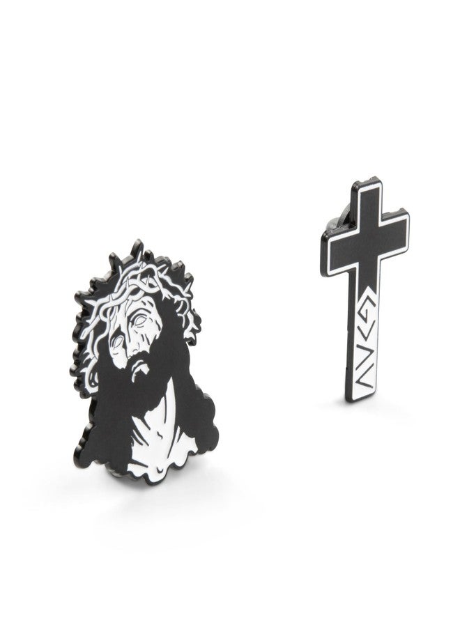 Great 1 Christian Enamel Pins, 7-Pack Cross Jesus Lapel Pin Set, Religious Faith Gifts, Black and White Designs with Secure Rubber Back - Image 4