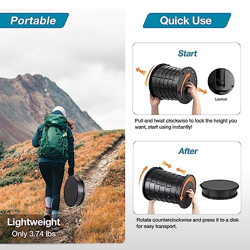 TRIPTIPS Upgrade Retractable Portable Toilet Travel Toilet Adjustable Height Camping Toilet Portable Potty for Adults Kids, Foldable Portable Toilet for Camping/Car, XL Pro size - Image 4