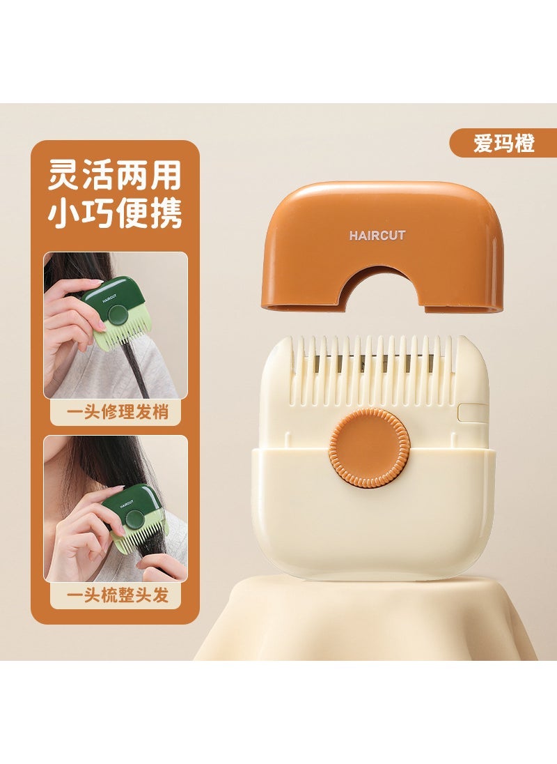 Generic Hairdresser Comb Multi-functional Two-in-One Household Girl's Trimming Broken Hair Split and Thin Cut Special Haircut Artifact Emma Orange - Image 1