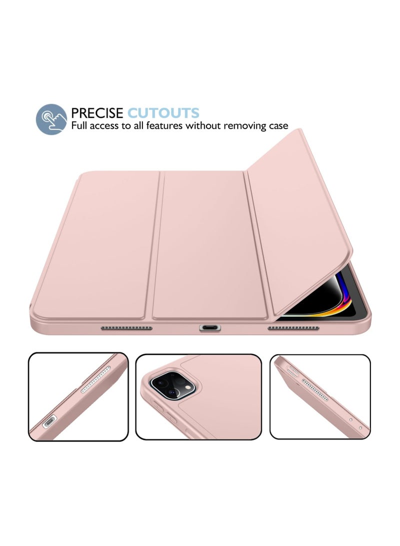 iPad Pro 11 Inch Case 2024 M4 with Pencil Holder, Trifold Stand with TPU Back Shockproof Case for iPad Pro 11 2024 Support Apple Pencil Pro/USB-C (Pink) - Image 4