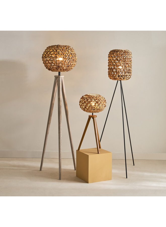 Home Box - Collett E27 Wooden Tripod Table Lamp with Sea Grass Shade 36 x 36 x 70 cm - Image 1