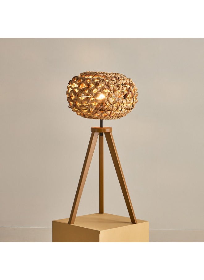 Home Box - Collett E27 Wooden Tripod Table Lamp with Sea Grass Shade 36 x 36 x 70 cm - Image 1