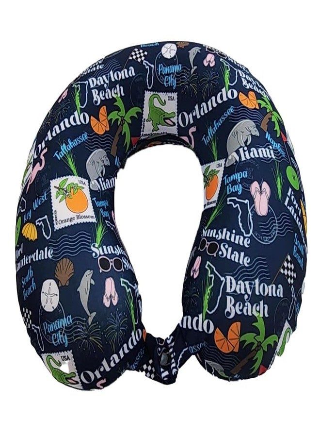 Wolf Essentials Adult Soft Memory Foam 12 x 13-inch Travel Neck Pillow, Compact, Perfect for Plane or Car, Florida - Image 1