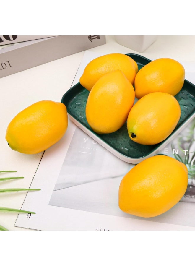 LATIFA 6pcs Faux Lemons Artificial Limes Fake Fruit Lifelike Photography Props Model Office - Image 1
