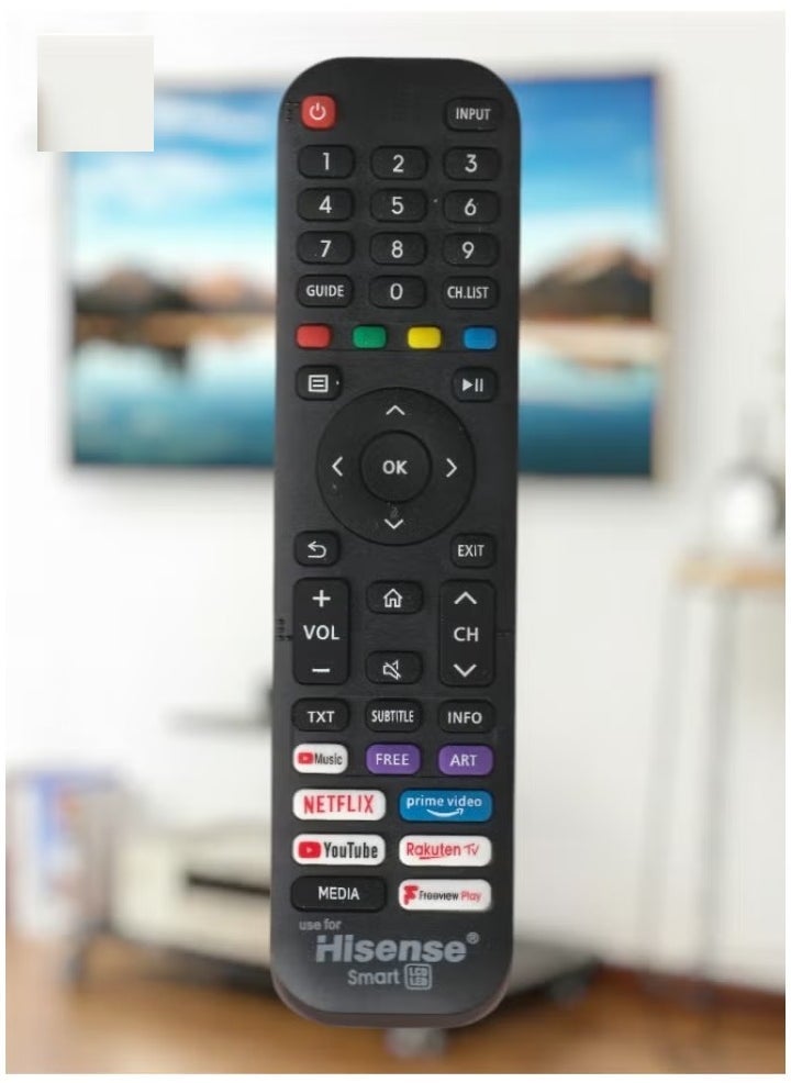 Smart TV Remote Control for Hisense TVs – Compatible with LED, LCD, Plasma Models | Includes Netflix, Prime Video, YouTube, Rakuten TV & Freeview Play Key Buttons – Easy Setup & Full Functionality