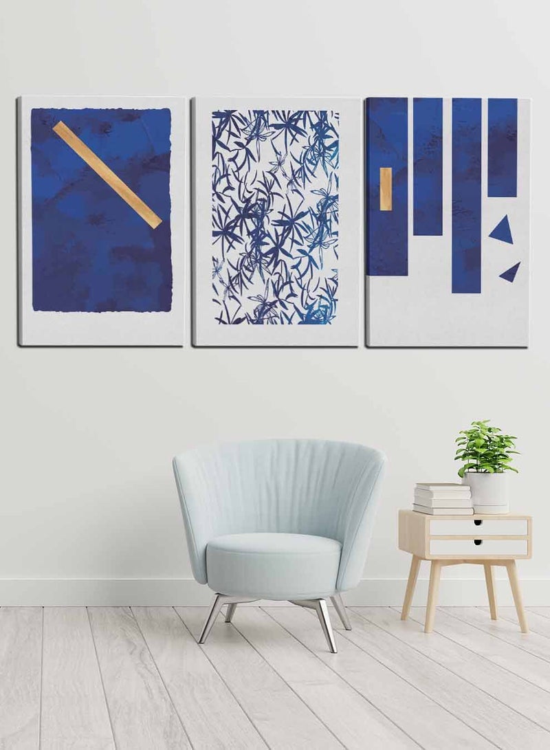 LOWHA Set Of 3 Framed Canvas Wall Arts Stretched Over Wooden Frame, Abstract Murals Illustration Paintings, For Home, Living Room, Office Decor  - Image 3