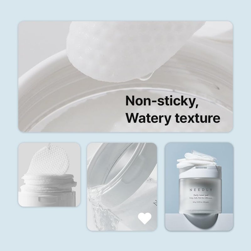 Needly Daily Toner Pad, Exfoliating Facial Pads with BHA & PHA, Deep Hydration, Pore Minimizer for Face, Centella, Tea Tree, High Volume Essence, Extra Large Cotton Pad, Korean Skin Care (60 Pads) - Image 5