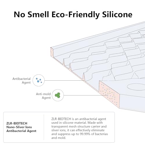 ZLR 2 Pcs Large Silicone Dish Drying Mat (16" x 18") - XL Heavy Duty Drainboard Mat for Pots, Pans & Family Loads - Heat Resistant Trivet & Counter Protector, Easy Clean (Black) - Image 3