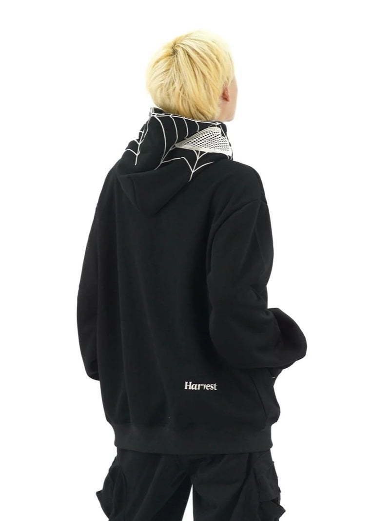 OATSBAS Y2K Hip Hop Spider Hoodie for Women Men Graphic Full Zip up Hoodies Oversized Kawaii Hoodies Spider Jacket (Black,Medium) - Image 5