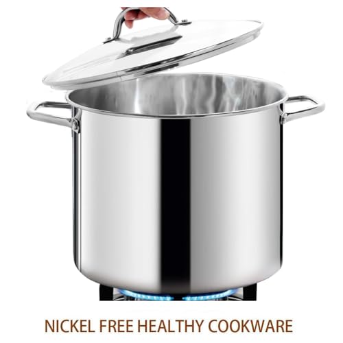 HOMICHEF Commercial Grade LARGE STOCK POT 20 Quart With Lid - Nickel Free Stainless Steel Cookware - Healthy Polished Stockpots - Heavy Duty Induction Soup Pot - Image 3