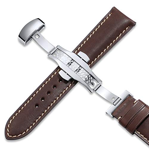 iStrap Quick Release Watch Band - Top Grain Leather Replacement Quickfit Strap - Stainless Steel Buckle - 18mm, 19mm, 20mm, 21mm 22mm,24mm for Men Women - Image 3