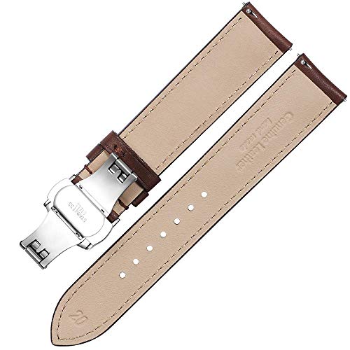 iStrap Quick Release Watch Band - Top Grain Leather Replacement Quickfit Strap - Stainless Steel Buckle - 18mm, 19mm, 20mm, 21mm 22mm,24mm for Men Women - Image 4
