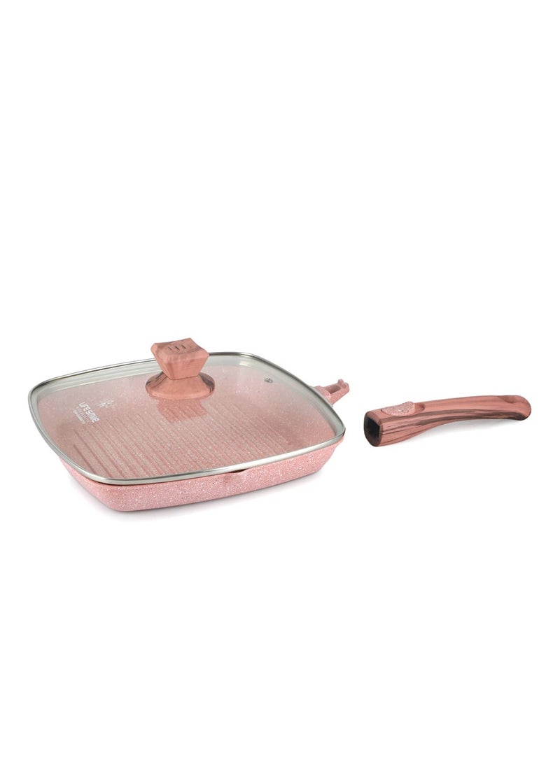 Life Smile - Granite Coated Non-Stick Grill Pan with Stay Cool Detachable Handle for Stove Tops, Square Big Grill Skillet Steak Pan for Indoor & Outdoor Gas Grill Camping & BBQ - 100% PFOA & PFAS Free - Image 1