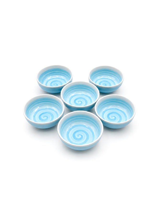 Blue Ceramic Bowl 6 Piece Set Microwave Dishwasher Safe Serving Bowls for Soup Rice Cereal Salad Snacks Dessert Kitchen Dining and Restaurant Use - Image 1