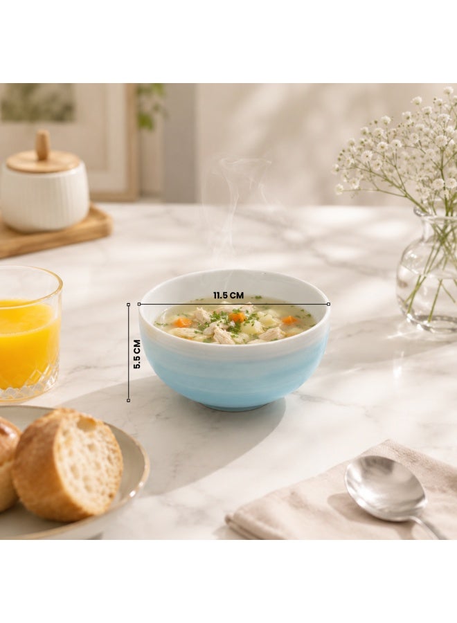 Blue Ceramic Bowl 6 Piece Set Microwave Dishwasher Safe Serving Bowls for Soup Rice Cereal Salad Snacks Dessert Kitchen Dining and Restaurant Use - Image 5