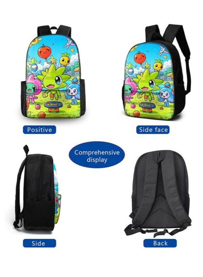 Cartoon three-piece schoolbag with front pocket - 406  - Image 3