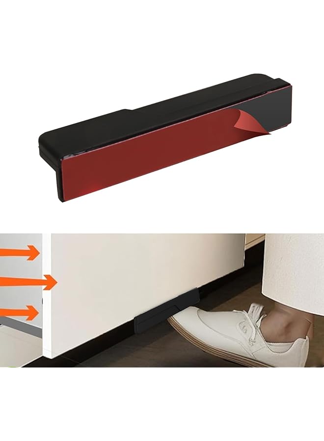 The Bros 2 عبوة مقابض خزائن لاصقة، سحب بالقدم لخزانة القمامة، سحب خزانة بدون استخدام اليدين للمطبخ والحمام، سحب قدم خزانة بطول 4.72 بوصة للاستخدام المنزلي والمكتبي (أسود غير لامع) - Image 1