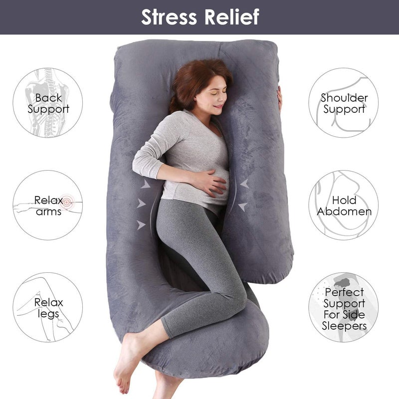 Pregnancy Pillow,57 inches U Shaped Maternity Pillow with Removable Cover Full Body Pillow Support for Back, HIPS, Legs, Belly - Image 2