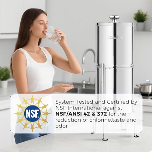 IceJoy 8-Stage Gravity Water Filtration System 3.0 Gallon-304 Stainless Steel Countertop System with 4 Filters and StandReduce 99.9% Chlorine, NSF/ANS 42 Certifcation - Image 2