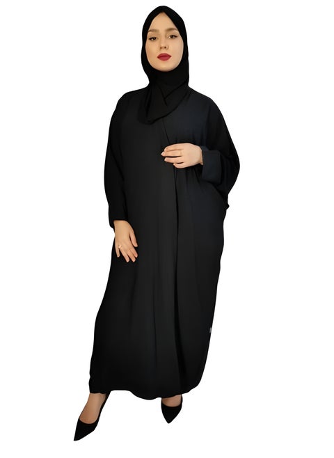 Elegance Redefined: Dotted Emirati Abaya in Chinese Fabric, Paired with a Plain Black Veil