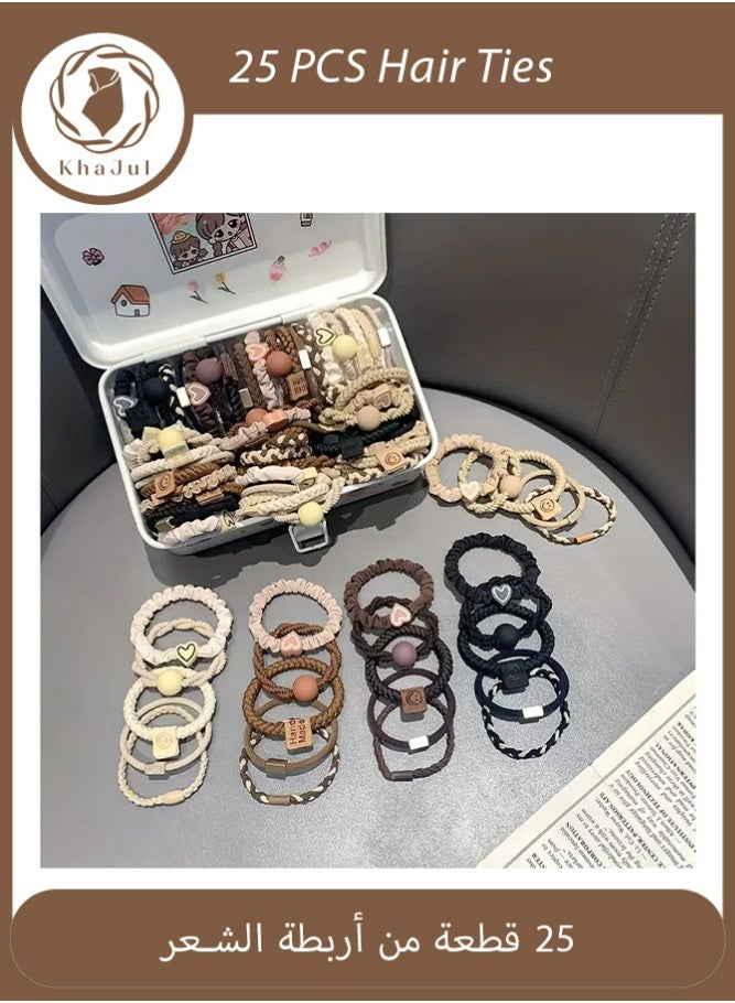 KHAJUL 25 PCS Bohemian Style Women's Hair Band, Cute Sweet Bracelet Style, No Harm Elastic Band, Suitable for Fine/Coarse Hair, Stylish Hair Accessory - Image 1