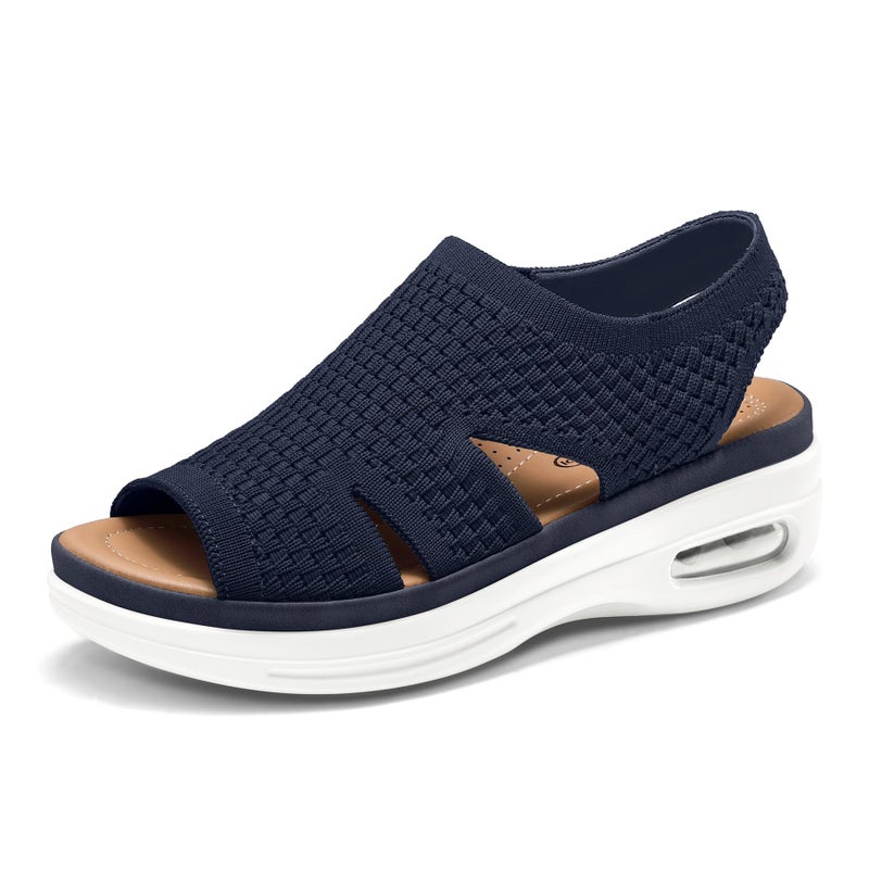 mysoft Womens Comfortable Walking Sandals Slip On Air Cushion Slingback Open Toe Platform Summer Shoes - Image 1