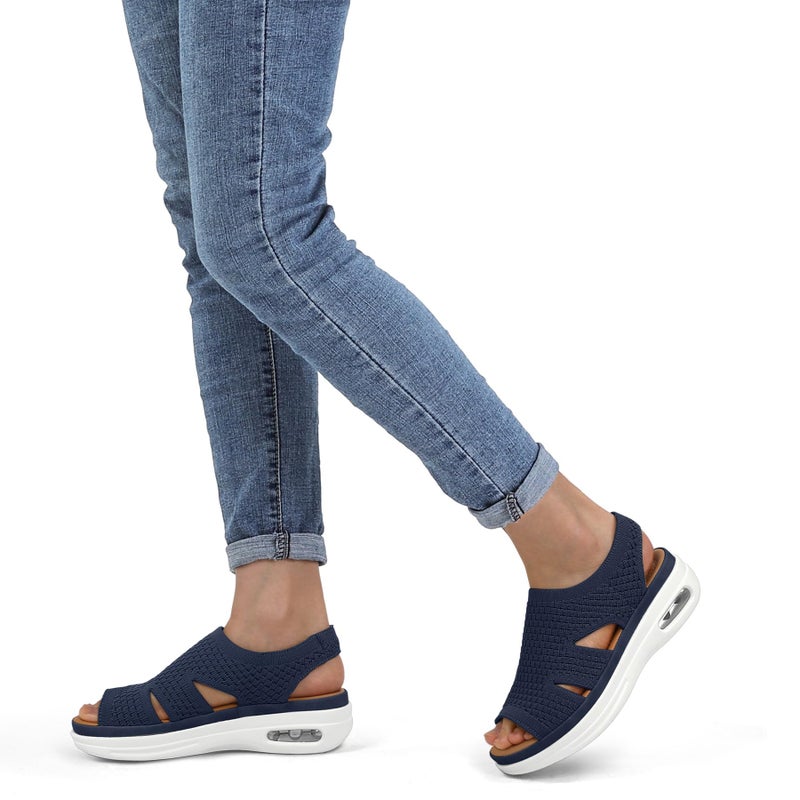 mysoft Womens Comfortable Walking Sandals Slip On Air Cushion Slingback Open Toe Platform Summer Shoes - Image 2