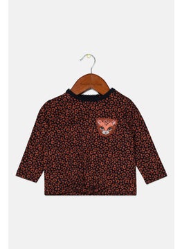 Toddlers Girl Animal Print Long Sleeve Top, Pale Red
