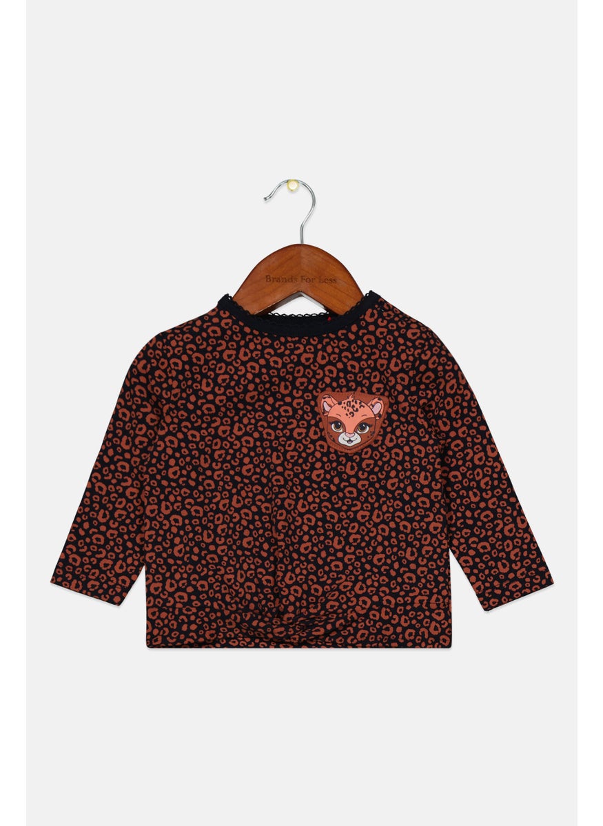 s.Oliver - Toddlers Girl Animal Print Long Sleeve Top, Pale Red - Image 1