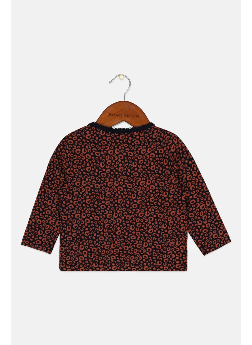s.Oliver - Toddlers Girl Animal Print Long Sleeve Top, Pale Red - Image 1